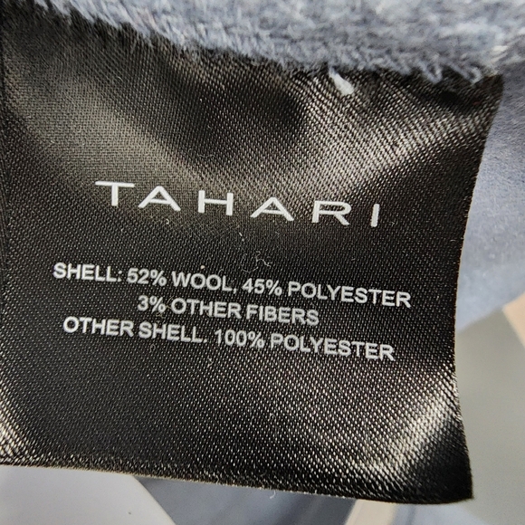 Tahari Marla Powder Blue Handmade Double Face Wool Wrap Coat Size Medium - Picture 11 of 12